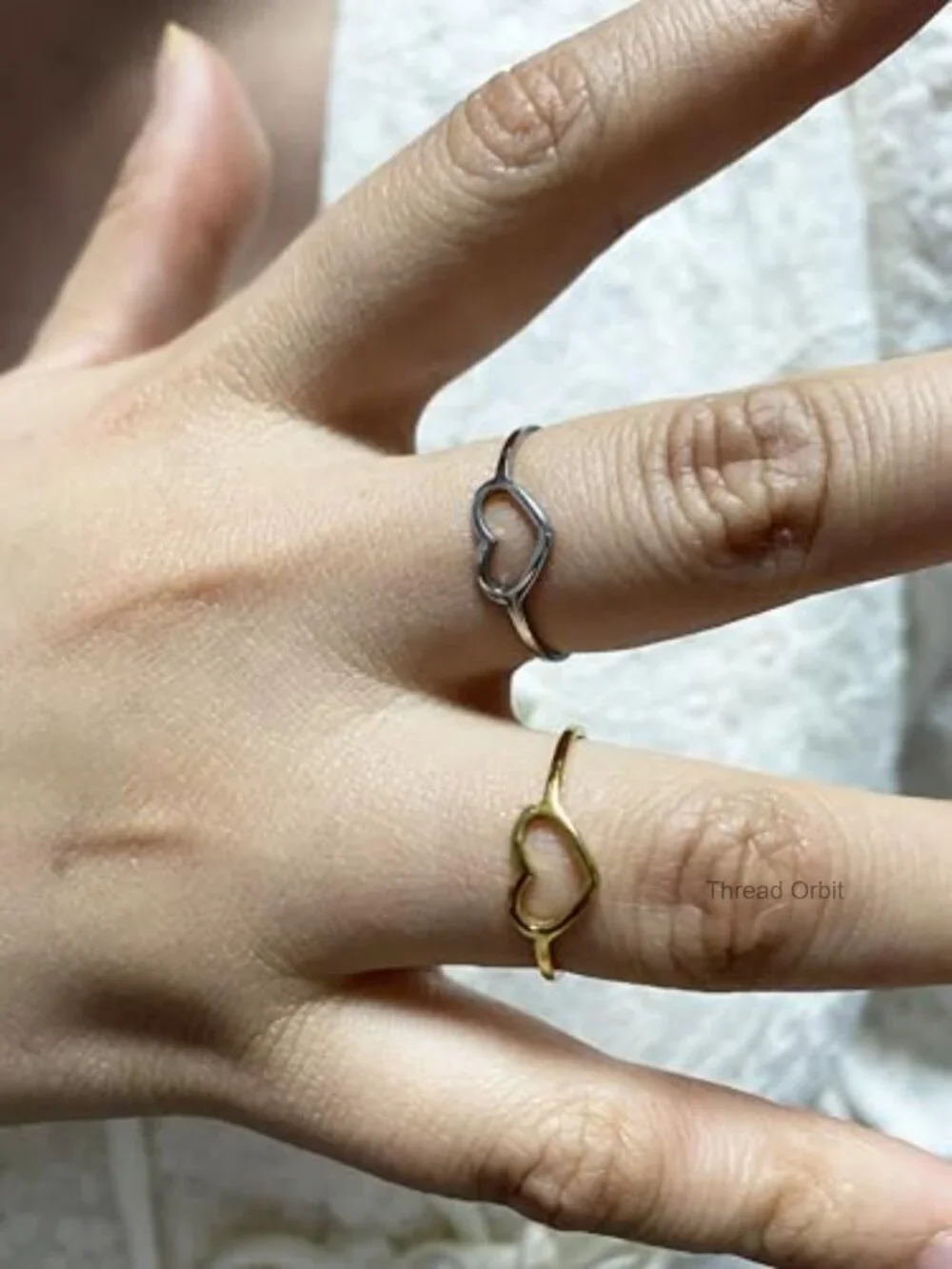 Stainless Steel Cute Love Heart Stacking Band Promise Ring